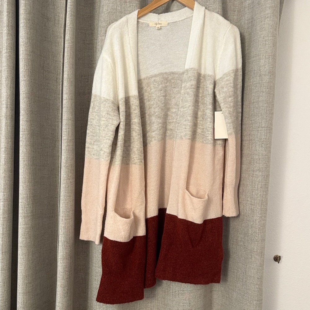 Colorblock Open Front Cardigan